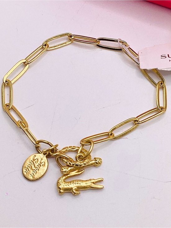 Susan Shaw Jewelry - Susan Shaw Gold Link Bracelet with Alligator Charm